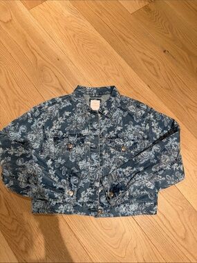 GAP X LoveShackFancy Floral Print Denim Jacket in Blue